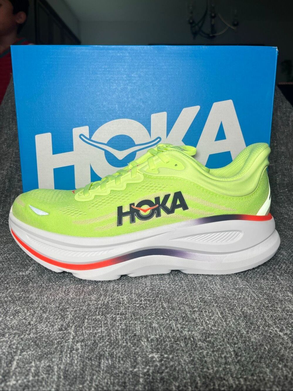 Hoka One One Bondi 9 Neon Yellow Lime Green Running Shoes Men's Size 11 New - Picture 1 of 7